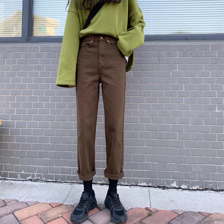 Vintage Casual Brown Jeans Pants