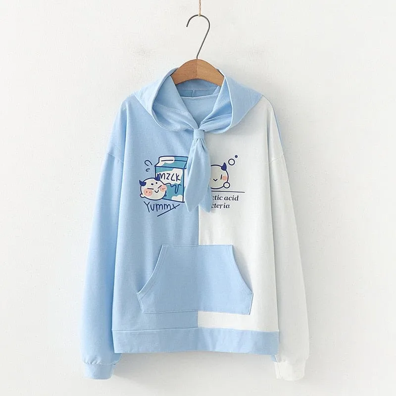Women's Cartoon Print Pink Hooded Sweatshirts
