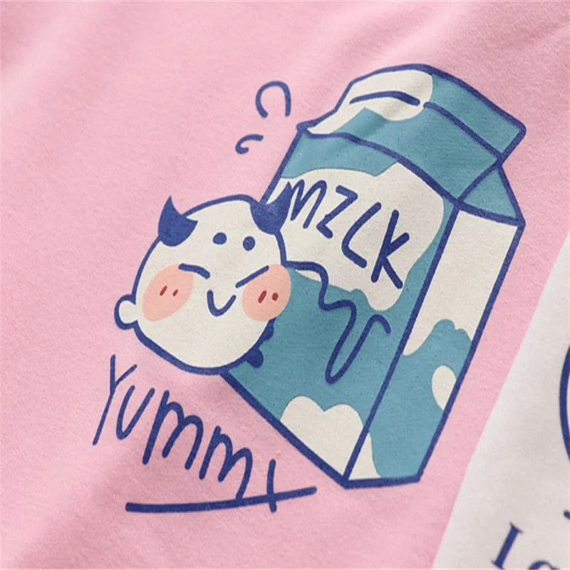 Women's Cartoon Print Pink Hooded Sweatshirts