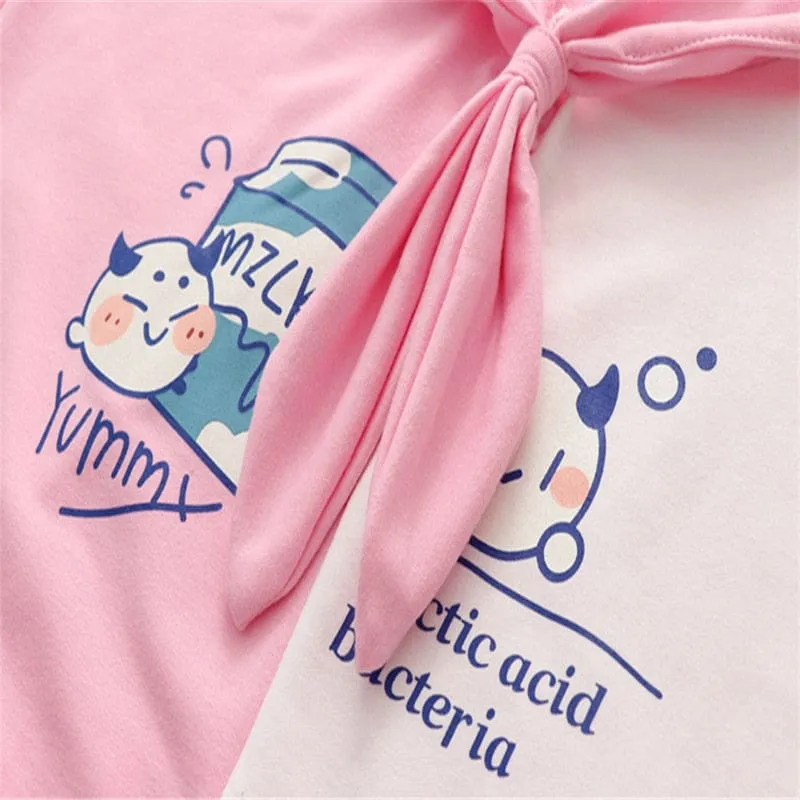 Women's Cartoon Print Pink Hooded Sweatshirts