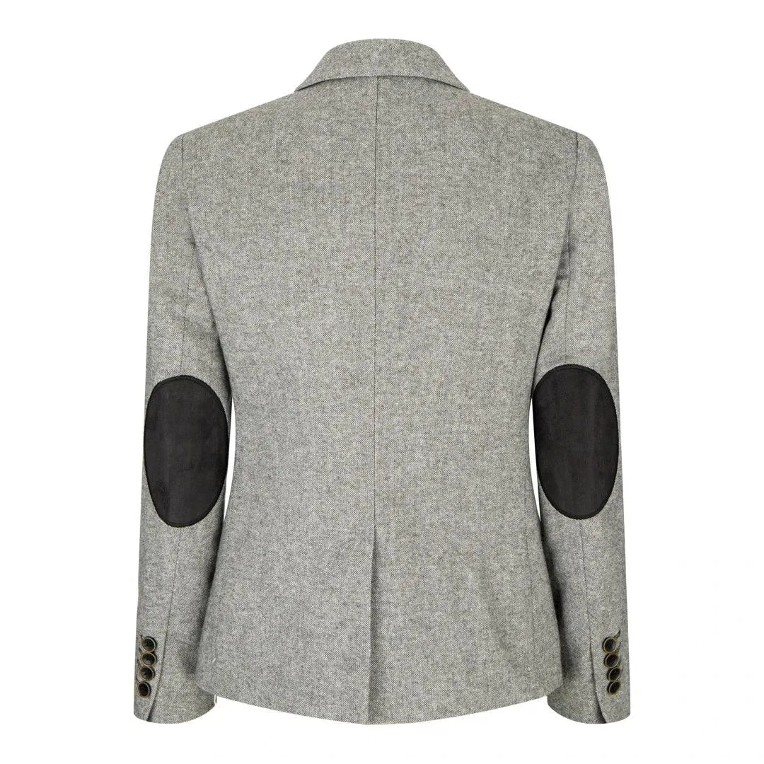 Womens Tweed Grey Black Blazer Jacket Waistcoat Elow Patch Classic Peaky 1920s