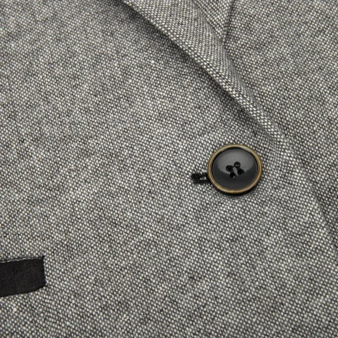 Womens Tweed Grey Black Blazer Jacket Waistcoat Elow Patch Classic Peaky 1920s