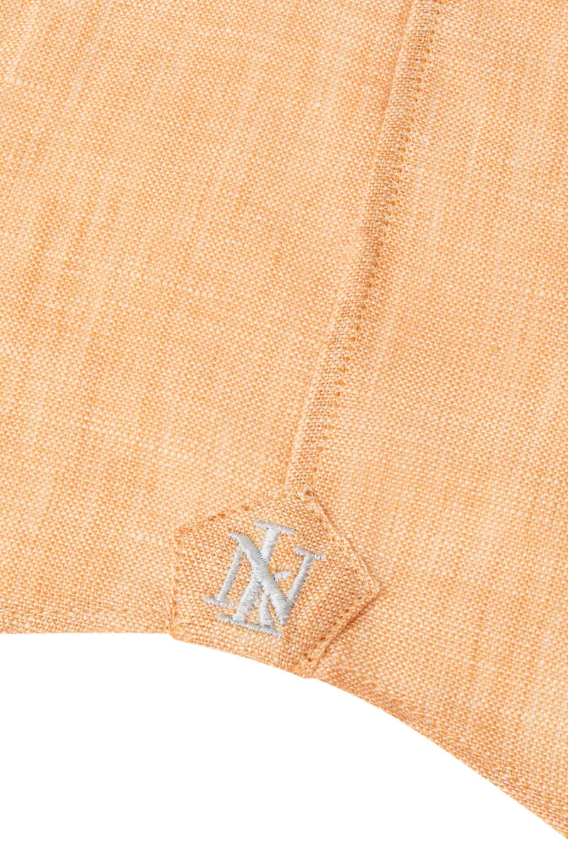 Yellow Cutaway Collar Standard Fit Linen Shirt