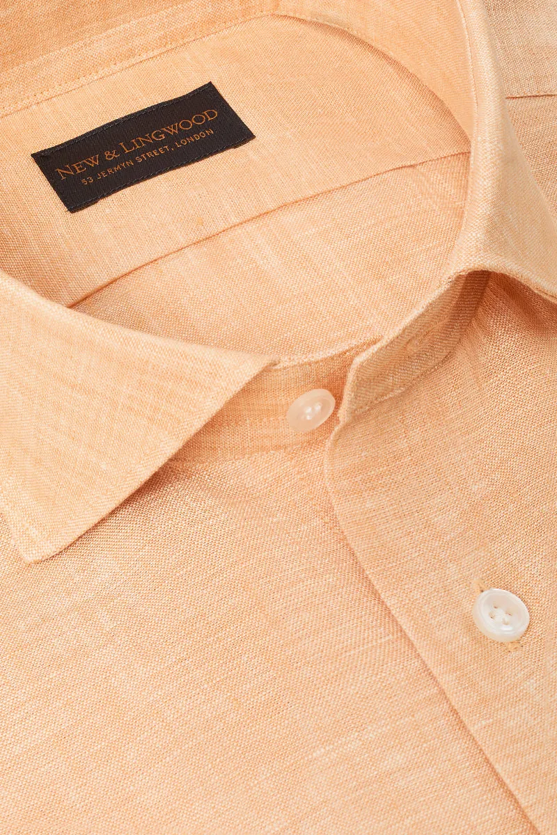Yellow Cutaway Collar Standard Fit Linen Shirt