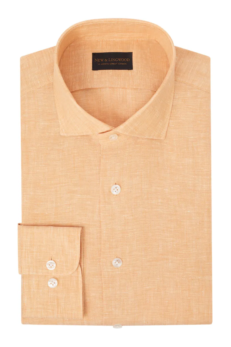 Yellow Cutaway Collar Standard Fit Linen Shirt